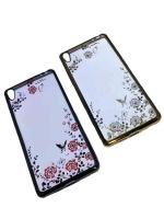 Чехол-Sony-XPERIA-E5-бампер-силикон-прозрачный-ЦВЕТЫ-СО-СТРАЗАМИ