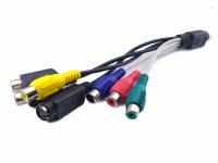 Переходник-S-Video (M-папа,-9pin) --> S-Video(F-мама,-4pin),6RCA(F-мама) длина-18см