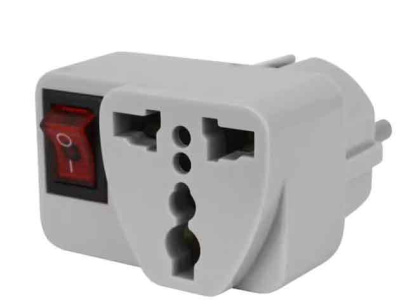 Переходник с выключателем евро 0404, 10 16А 250V, белый модель 2