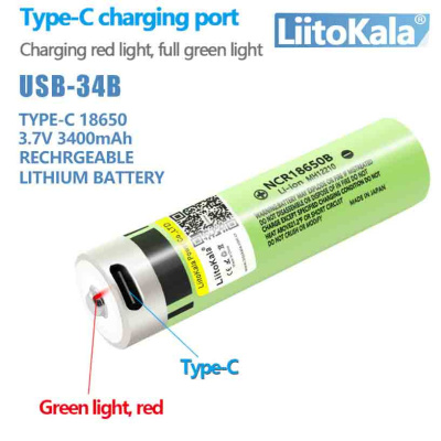Аккумулятор-18650-Li-ion-LiitoKala-3.7В-3400мАч