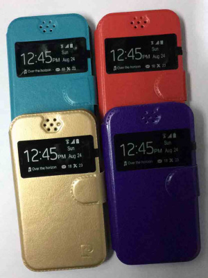 Чехол-универсальный-книжка-силикон--иск.-кожа-с-прозрачным-окном-размер-4.0---4.5