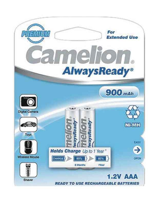 Элемент-Ni-MH-AAA-R03-900мАч-Camelion-AlwaysReady-BL2