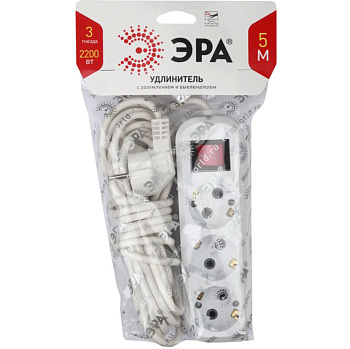Удлинитель сетевой 3 гнезда 5м ЭРА