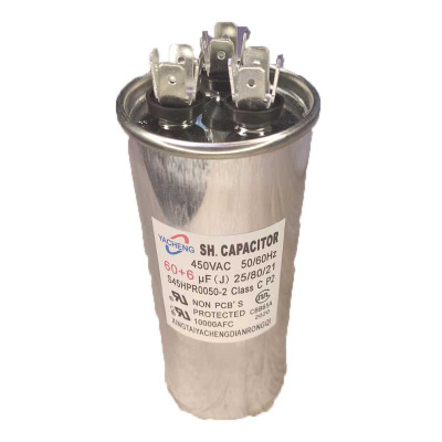 Конденсатор пусковой 60мкФ + 6мкФ 450В 50х125мм CBB65A клеммы (БТ)