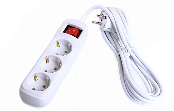 Удлинитель сетевой 3 гнезда 3м ЭРА с заземлением с выключателем