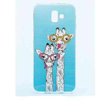 Чехол Samsung Galaxy J6 Plus бампер силикон - два жирафа