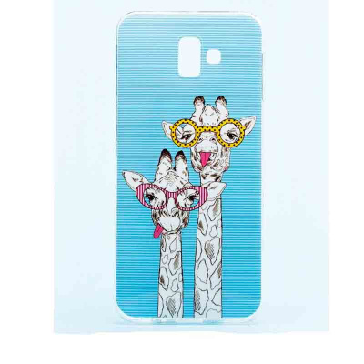 Чехол Samsung Galaxy J6 Plus бампер силикон - два жирафа